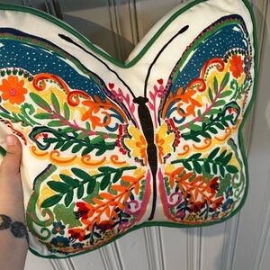 Colorful Embroidered Butterfly Pillow